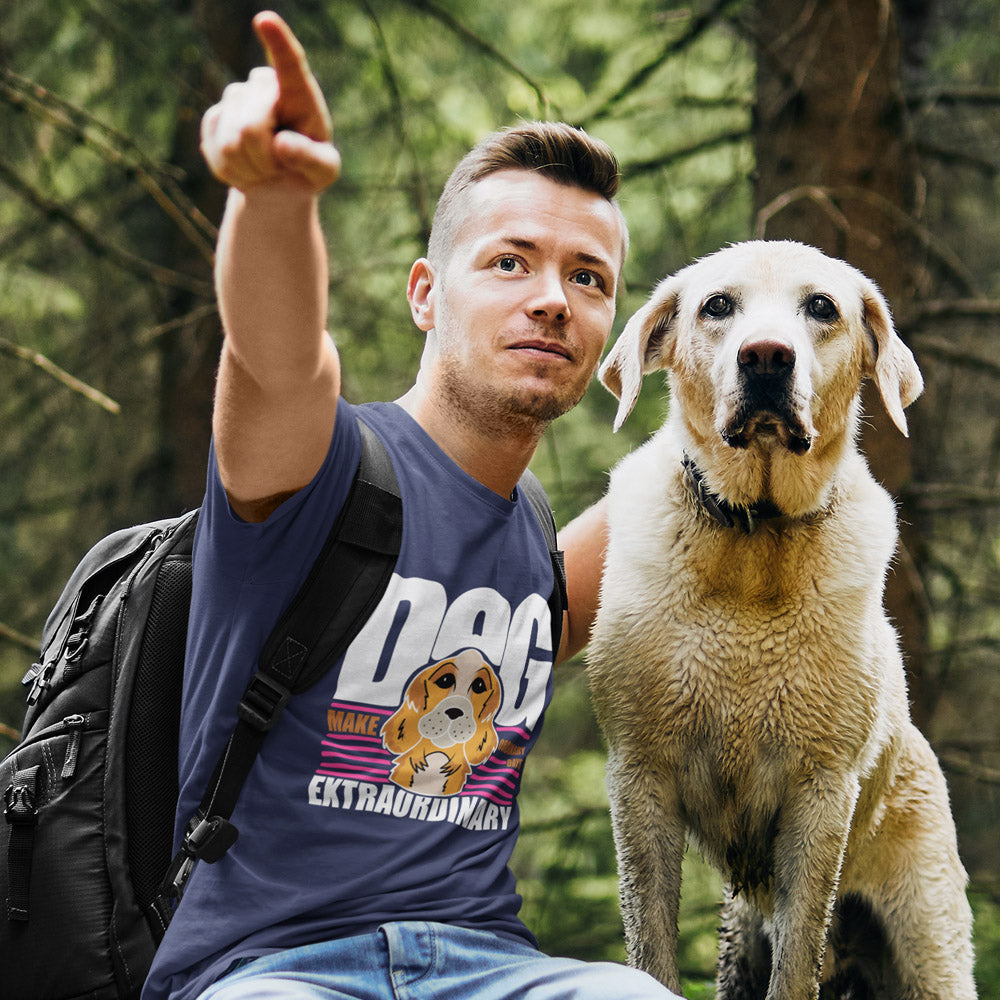 man dog and owner t shirts