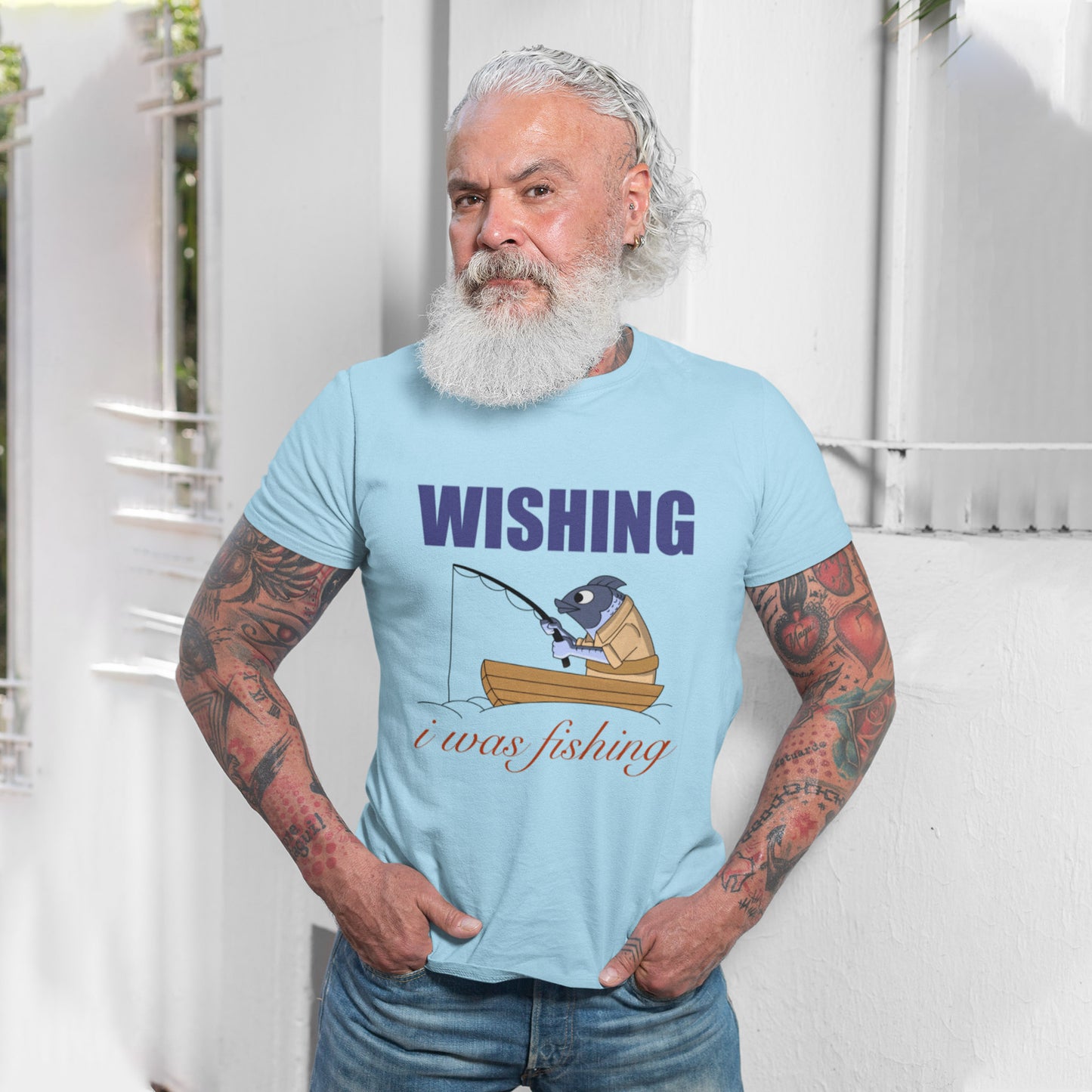 Wishing I Was Fishing Man Fishing T shirt