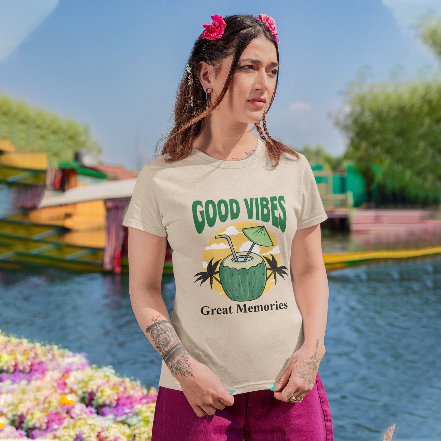 Good Vibes Great Memories Women Vintage T-shirt