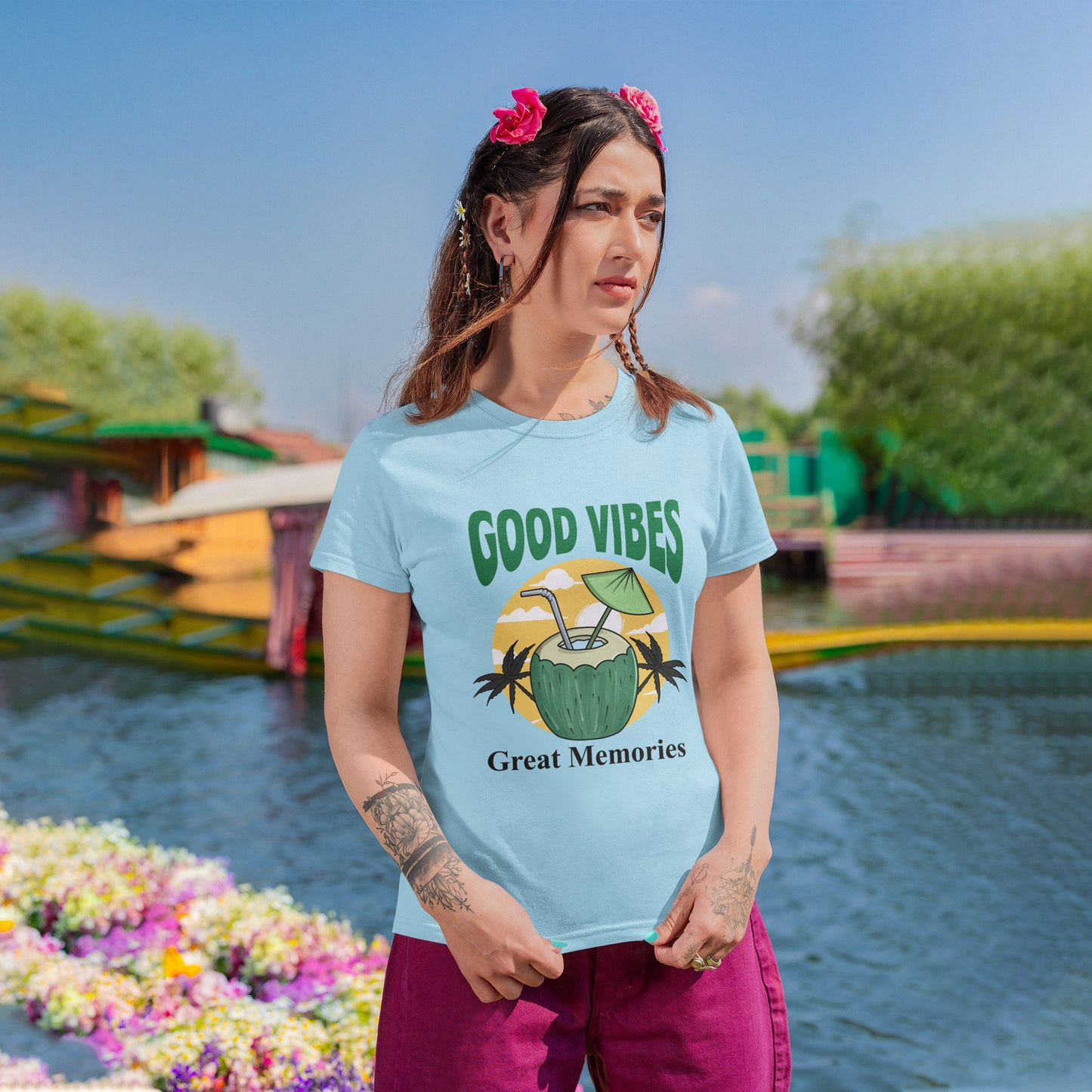 Good Vibes Great Memories Women Vintage T-shirt