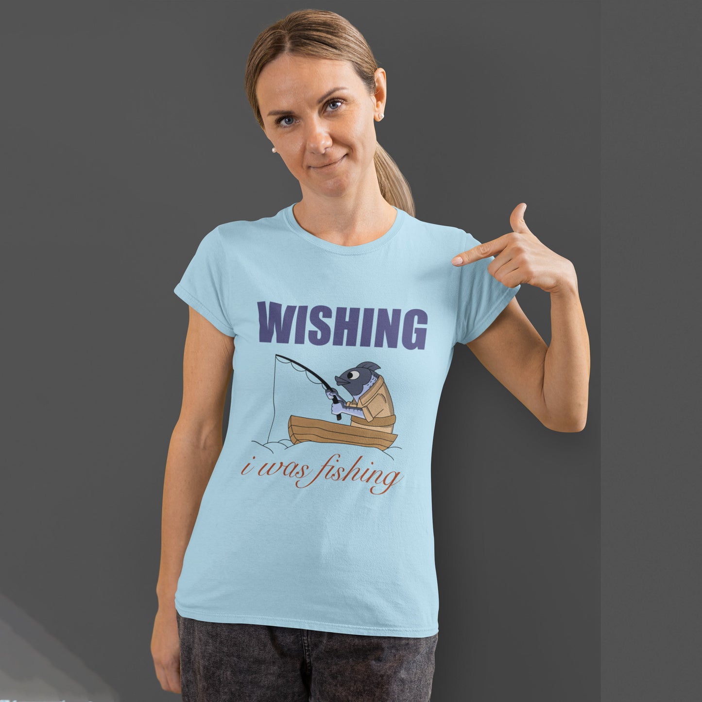 Wishing I Was Fishing Women Fishing T shirt