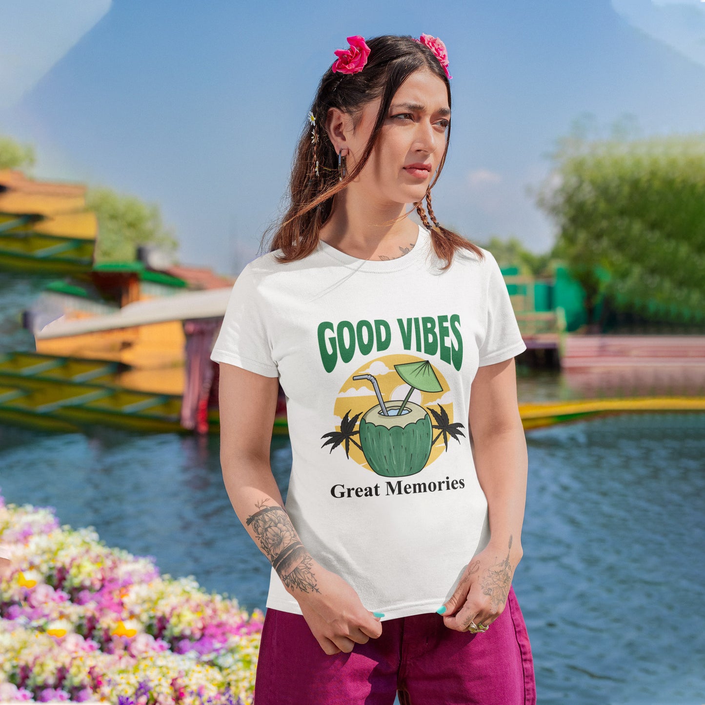 Good Vibes Great Memories Women Vintage T-shirt