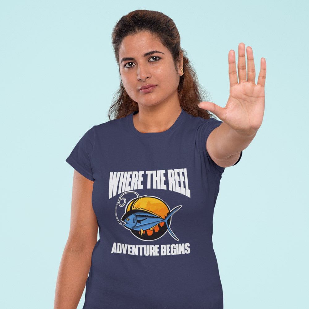 lady fish rod t shirt