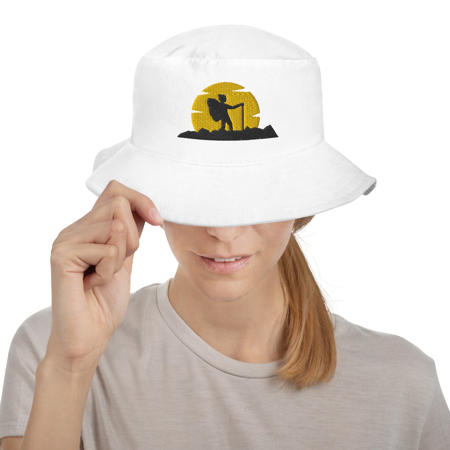 white bucket hat