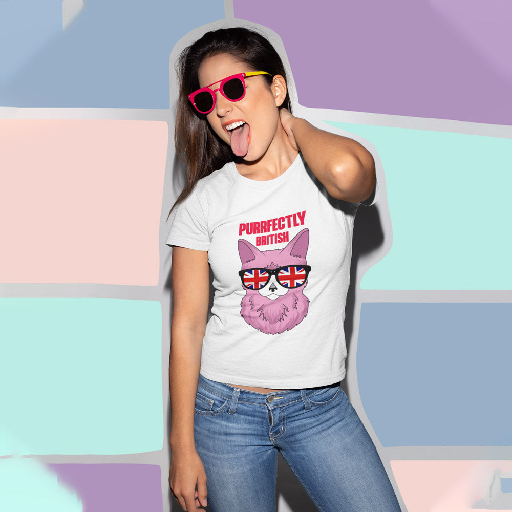 Funny England Cat Graphic Tee