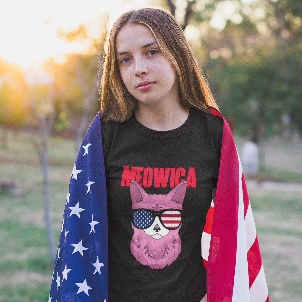 American flag cat t shirt