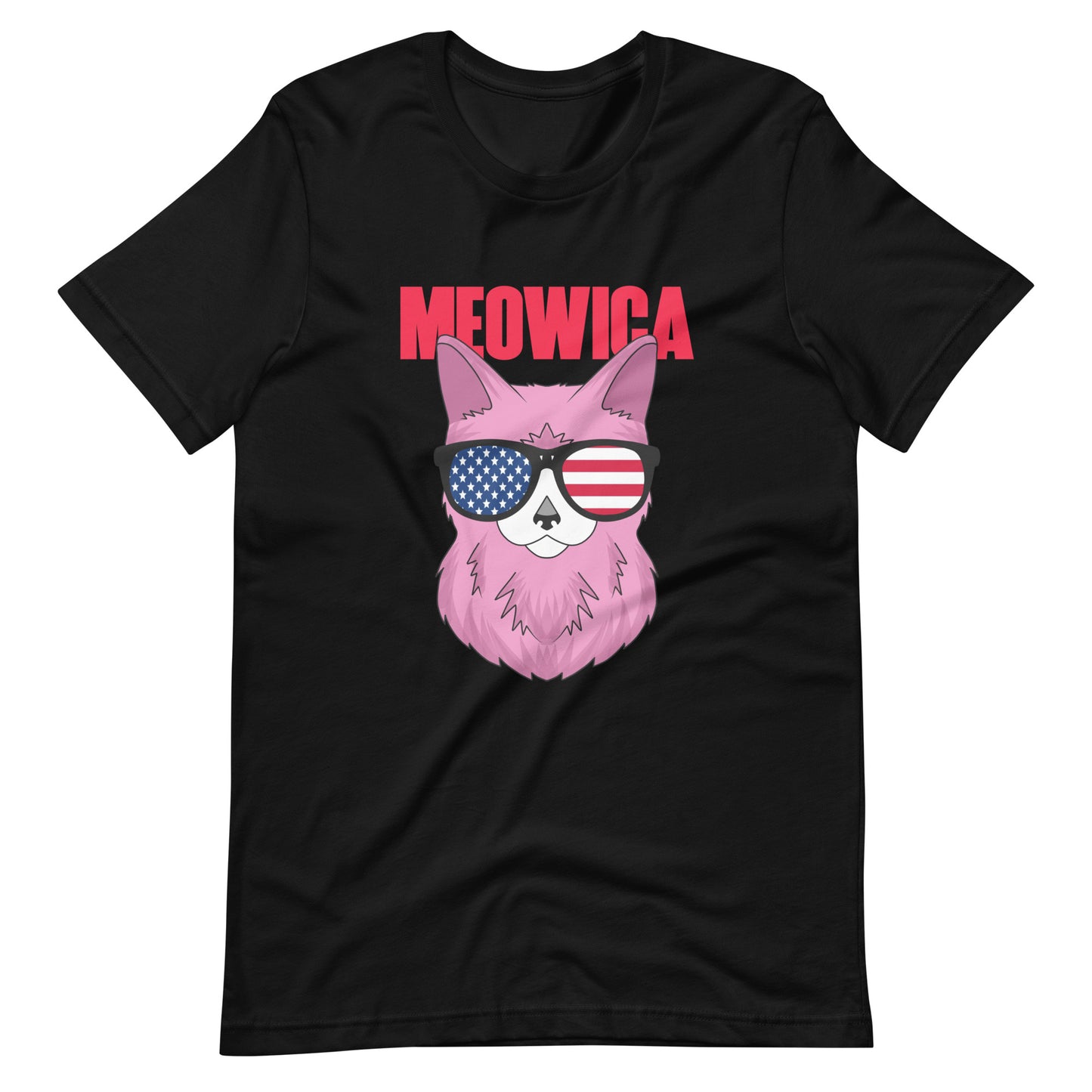Red, white, and blue cat t-shirt