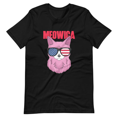 Red, white, and blue cat t-shirt