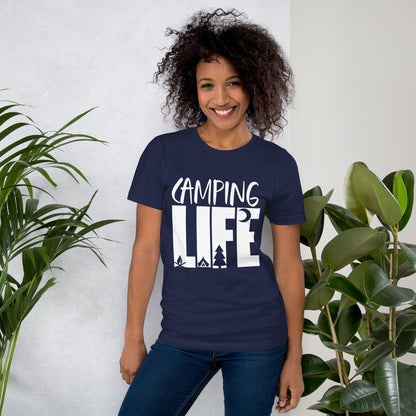 Camping life white t shirt women